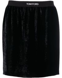 Tom Ford - Logo-waistband Velvet Miniskirt - Lyst