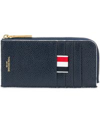 Thom Browne 4-Bar Emboss Half Zip-Around Wallet - Azul