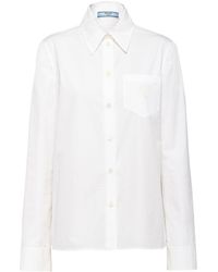 Prada - Logo-embroidered Poplin Shirt - Lyst