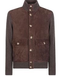 Brunello Cucinelli - リブニット スエードジャケット - Lyst
