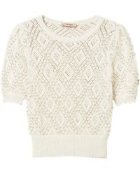 Twinset - Diamond Pattern Jumper With Pearls - Lyst
