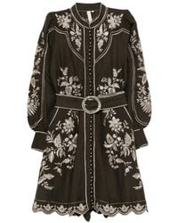 Scarlett Poppies - Brianna Floral-Embroidered Mini Dress - Lyst
