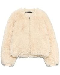 Bimba Y Lola - Ivory Fur Bomber Jacket - Lyst