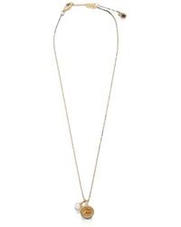 COACH - Logo-Pendant Pearl-Detail Necklace - Lyst