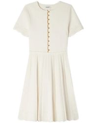 Sandro - Gewelfde Mini-Jurk Met Knopen - Lyst