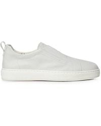 Santoni - Slip-On Grained Leather Sneakers - Lyst