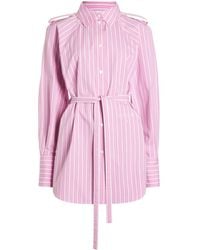 Patou ストライプ ミニシャツドレス ブルー | Lyst Patou ストライプ ミニシャツドレス ブルー | Lyst