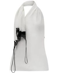 FIDAN NOVRUZOVA - Priscilla Lace-Trim Halterneck Top - Lyst