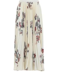 Etro - Pleated Midi Skirt With Floral Print - Lyst