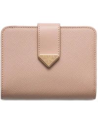 Prada - Small Saffiano And Smooth Leather Wallet - Lyst