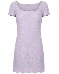 Ermanno Scervino - Lace-Overlay Short-Sleeve Cotton Mini Dress - Lyst