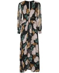 RIXO London - Meera Charcoal Floral-Print Silk-Chiffon Dress - Lyst