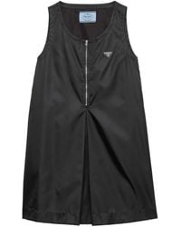 Prada - Half-Zip-Minikleid Mit Faltendetail - Lyst