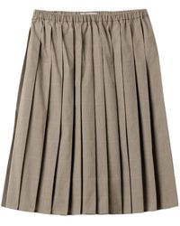 Miu Miu - Cotton-Blend Pleated Midi Skirt - Lyst