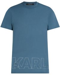 Karl Lagerfeld - T-Shirt Mit Metallic-Logo-Print - Lyst