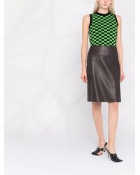 Ferragamo - Slim Leather Midi Skirt - Lyst