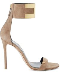 Elisabetta Franchi - Suede Sandals With Jewel Logo - Lyst