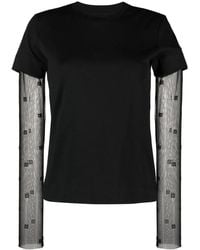 Givenchy - 4G Tulle-Sleeve T-Shirt - Lyst