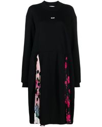 MSGM - Floral-print Cotton Midi Dress - Lyst