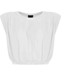 Pinko - Padded-Shoulder Crop T-Shirt - Lyst