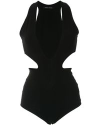 Gloria Coelho Plunge neck swimsuit - Noir