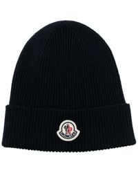 Moncler - Gerippte Beanie Mit Logo-Patch - Lyst