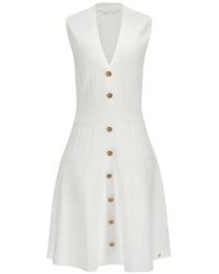 Guess - Ribgebreide Button-Down Midi-Jurk - Lyst