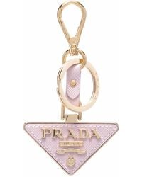 Prada - Triangle Logo-plaque Keyring - Lyst