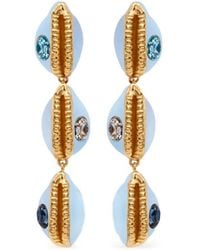 Oscar de la Renta - Shell Crystal Drop Earrings - Lyst