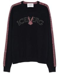 Iceberg - Logo-Embroidered Side-Stripe Sweater - Lyst
