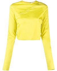 Ganni - Blusa de manga larga con cuello redondo - Lyst