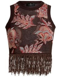 Etro - Top Con Flecos Y Detalle Floral - Lyst