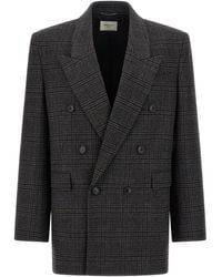 Saint Laurent - Blazer a cuadros príncipe de Gales - Lyst