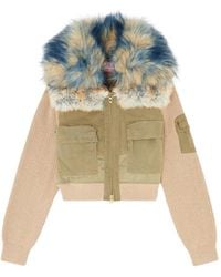 DIESEL - Blouson Bomber Avec Bordures En Maille Côtes Et Peluche - Lyst