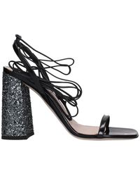 Miu Miu - Glitter-Heel Lace-Up Sandals - Lyst