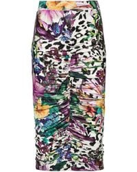 Just Cavalli - Floral-print Ruched Midi Skirt - Lyst