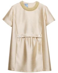Prada - Robe Shantung À Broderies - Lyst