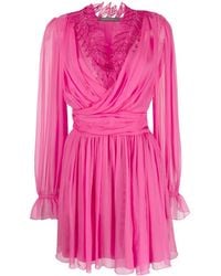 Alberta Ferretti - Ramage-Lace Silk Mini Dress - Lyst
