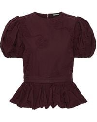 ROTATE BIRGER CHRISTENSEN - Puff Sleeve Top Bordeaux - Lyst