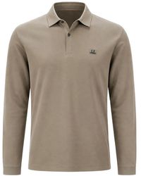C.P. Company - Logo-Patch Long-Sleeve Polo Shirt - Lyst