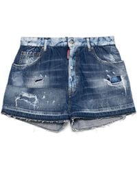 DSquared² - Denim Shorts Met Gerafeld Effect - Lyst