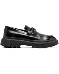 Hogan - Logo-plaque Leather Loafers - Lyst