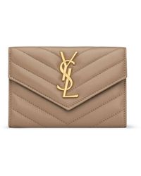 Saint Laurent - Small Quilted Leather Envelope Wallet - Lyst