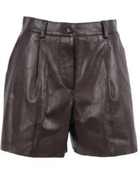 P.A.R.O.S.H. - Tailored Lamb Leather Bermuda Shorts With High Waist Design - Lyst