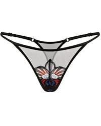 Zhilyova - Embroidered Mesh Thong - Lyst