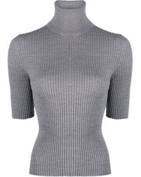 Semicouture - Ribbed-knit Virgin Wool T-shirt - Lyst