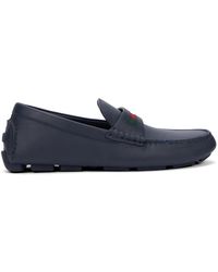 Gucci - Driver Web-Stripe Leather Loafers - Lyst