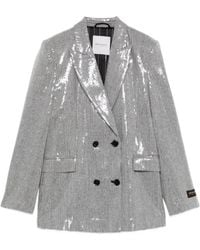 ERMANNO FIRENZE - Blazer Croisé À Sequins - Lyst
