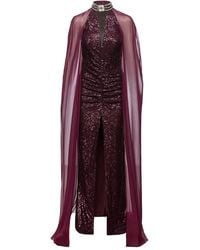 Nissa - Equined Caped Gown - Lyst