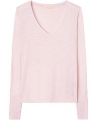 American Vintage - Jacksonville T-Shirt Met V-Hals En Lange Mouwen - Lyst